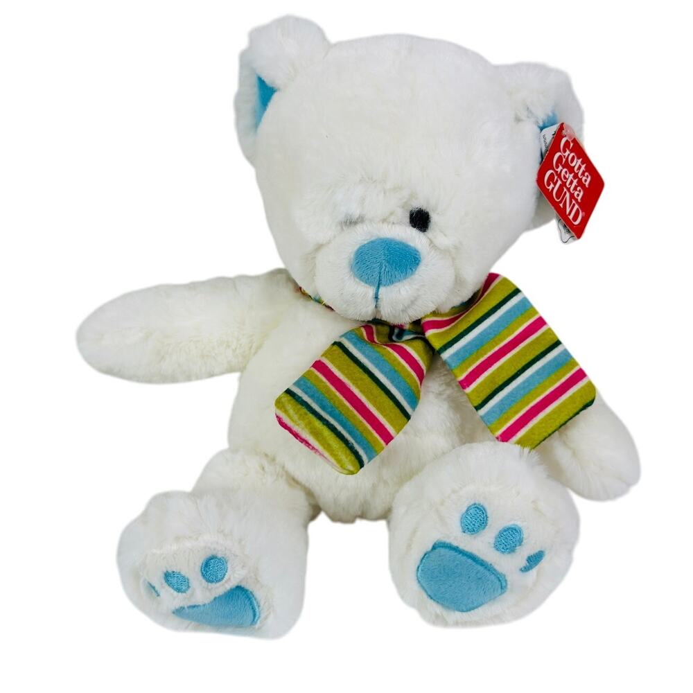 5‎ for $25| Gund White Blue Slopes Teddy Bear Stuffed Toy 10" Plush